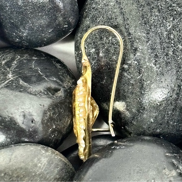 ♥️NAVA ZAHAVI 24k Gold Citrine & Seed Pearl Earrings ♥️ - Picture 4 of 7